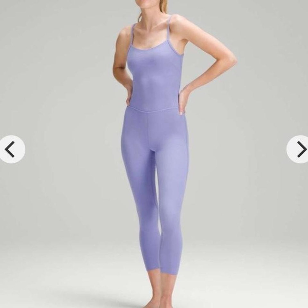 Lululemon Cross-Back Nulu Built in Bra Yoga Bodysuit 25" Dark Lavender W1EICS 14